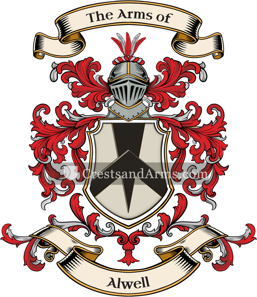 The Alwell coat of arms, drawn from the recorded blazon