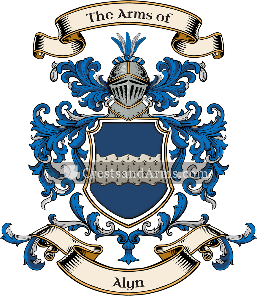 The Alyn coat of arms, drawn from the recorded blazon