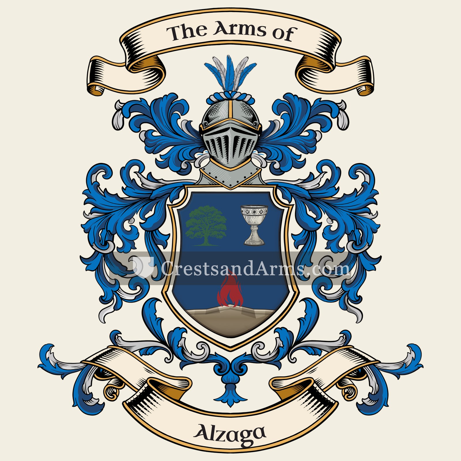 The Alzaga coat of arms, drawn from the recorded blazon