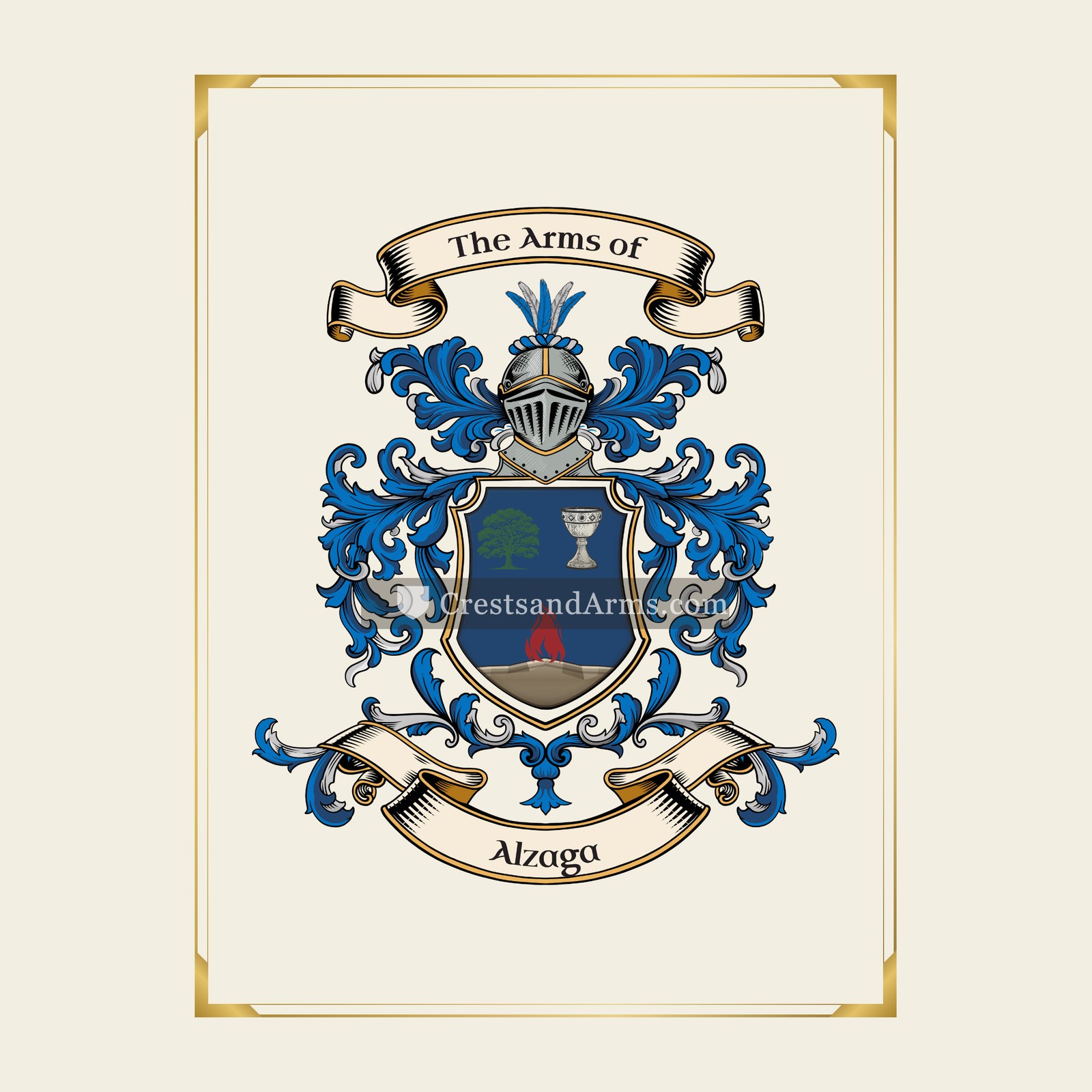 With gold border