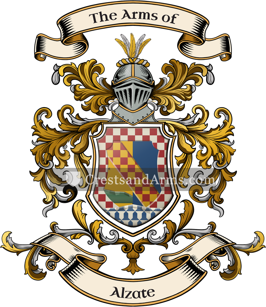 The Alzate coat of arms, drawn from the recorded blazon