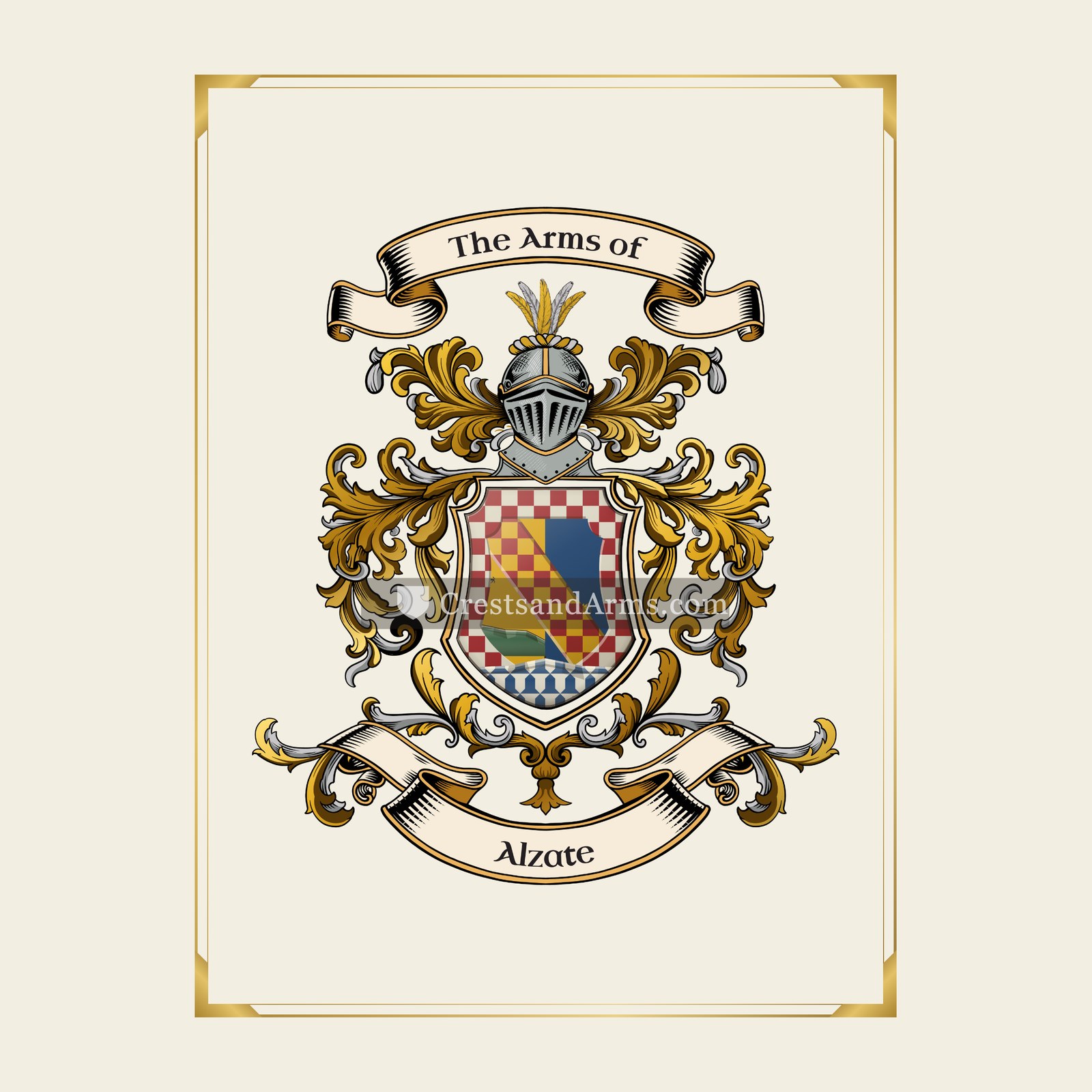 With gold border