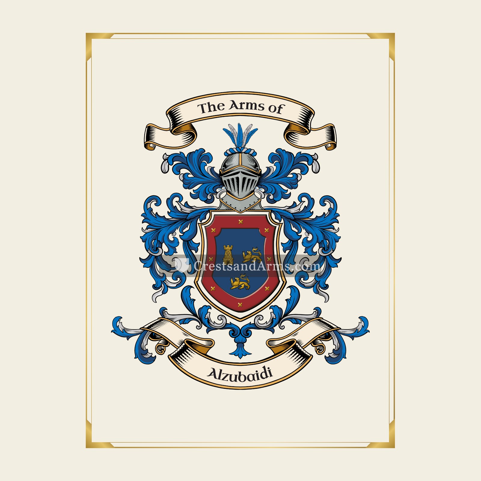 With gold border