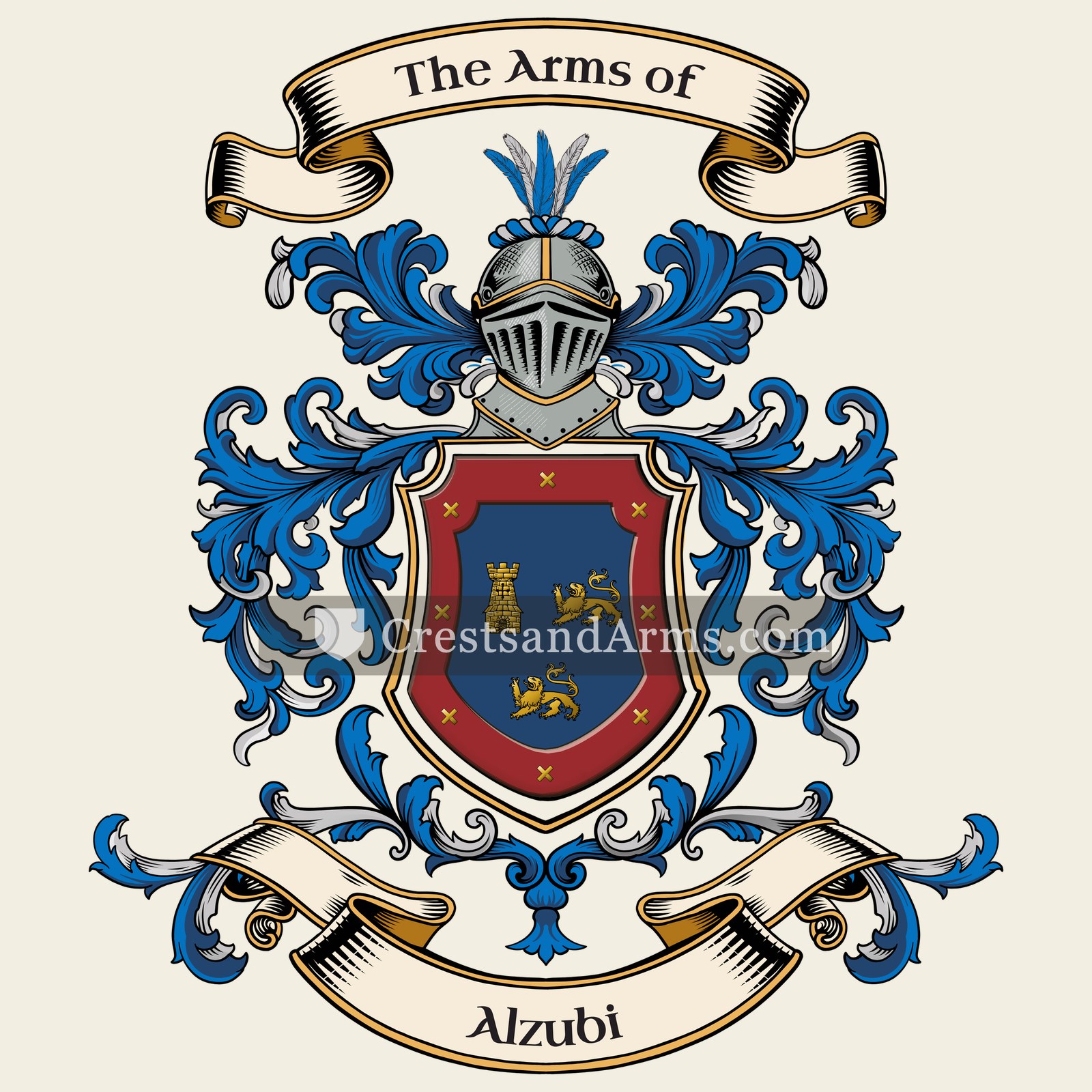 The Alzubi coat of arms, drawn from the recorded blazon