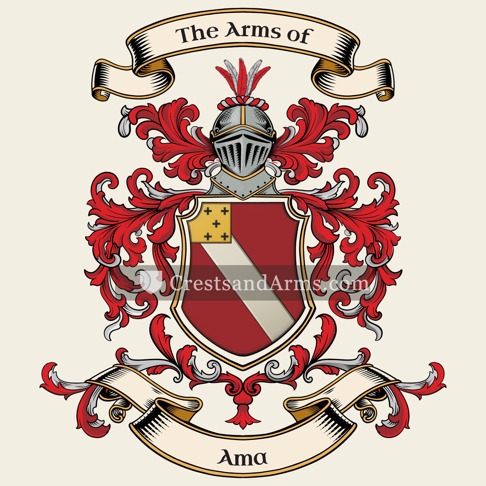 The Ama coat of arms, drawn from the recorded blazon