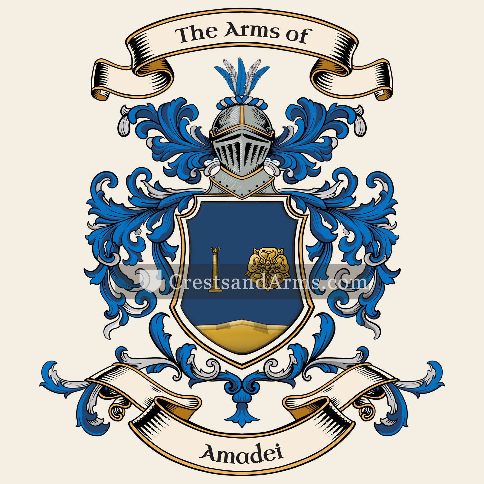 The Amadei coat of arms, drawn from the recorded blazon