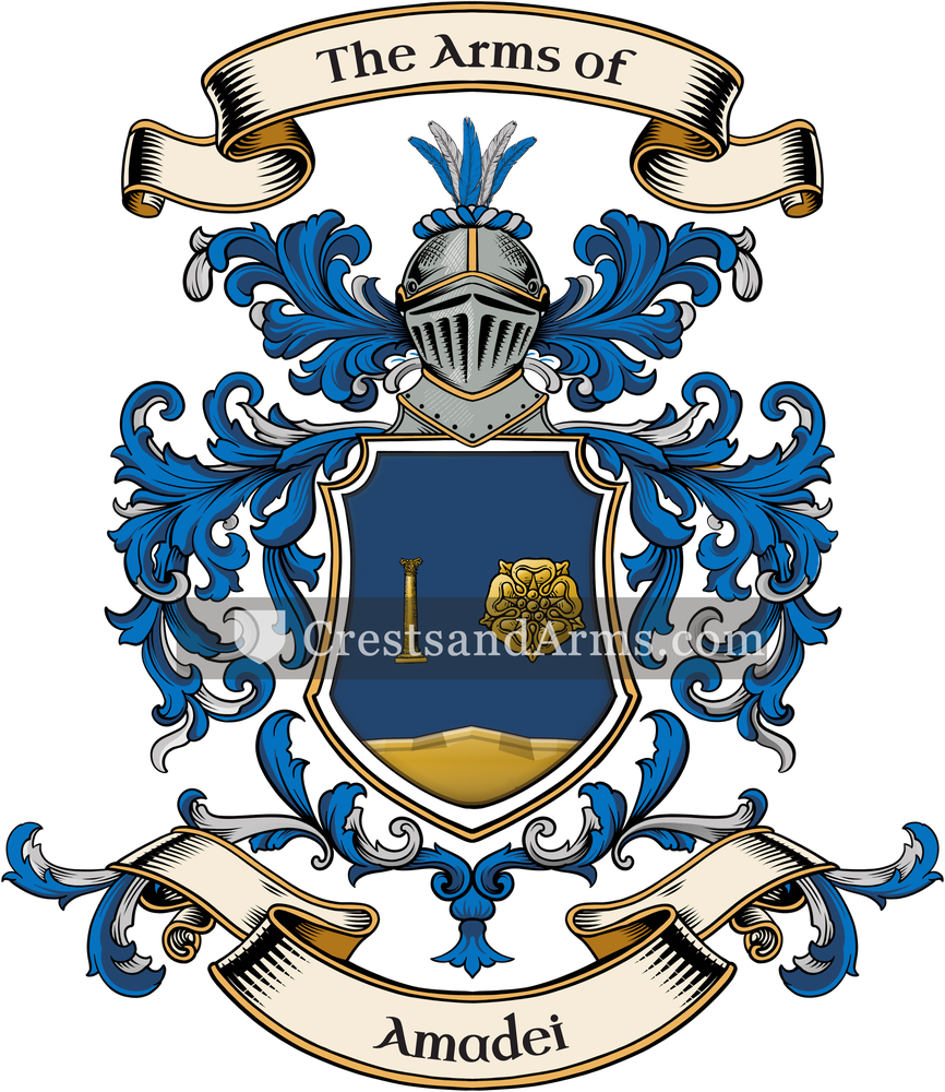The Amadei coat of arms, drawn from the recorded blazon