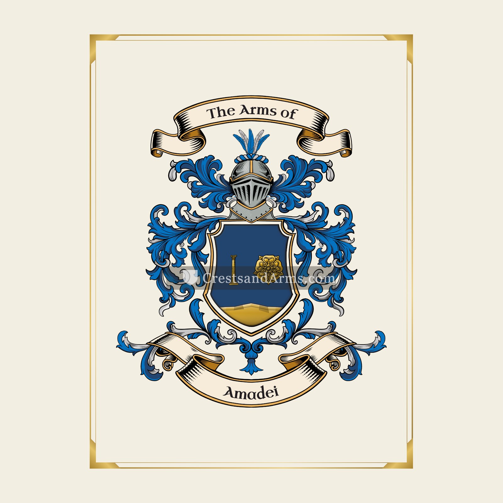 With gold border