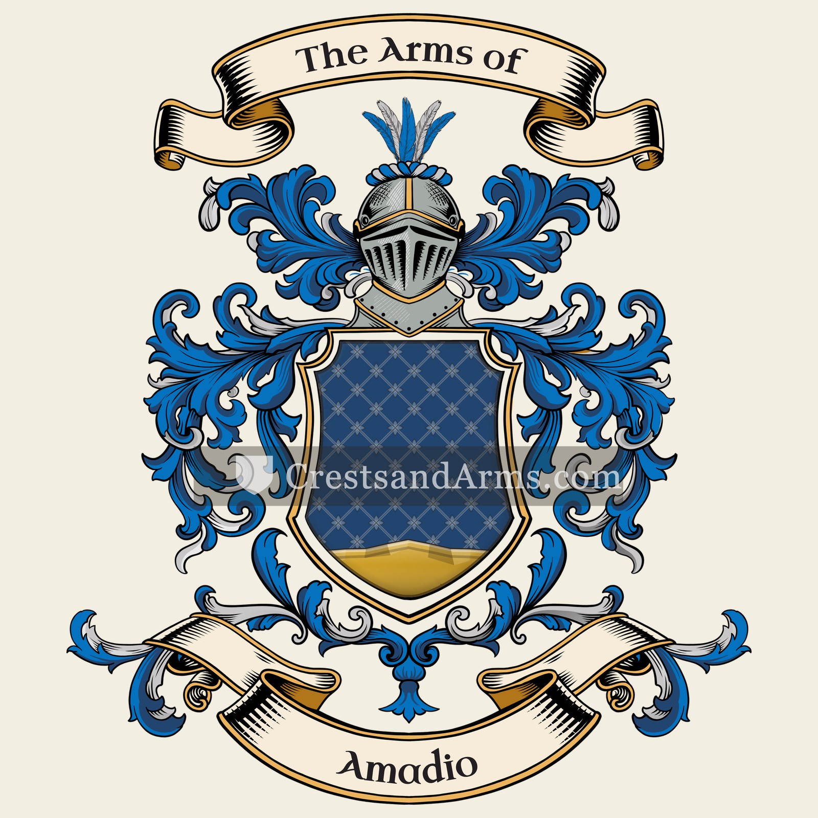The Amadio coat of arms, drawn from the recorded blazon