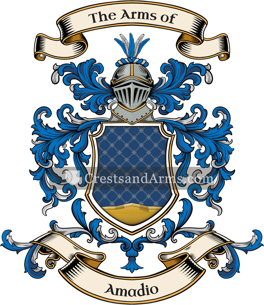 The Amadio coat of arms, drawn from the recorded blazon
