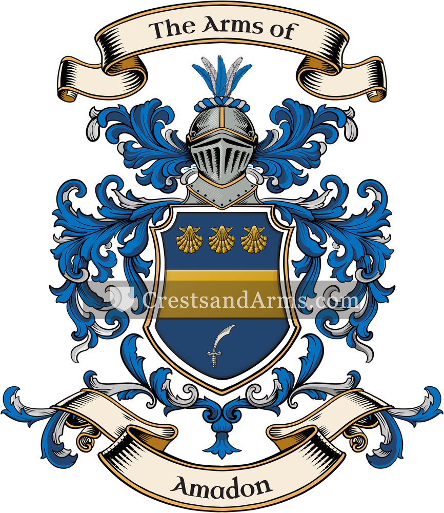 The Amadon coat of arms, drawn from the recorded blazon