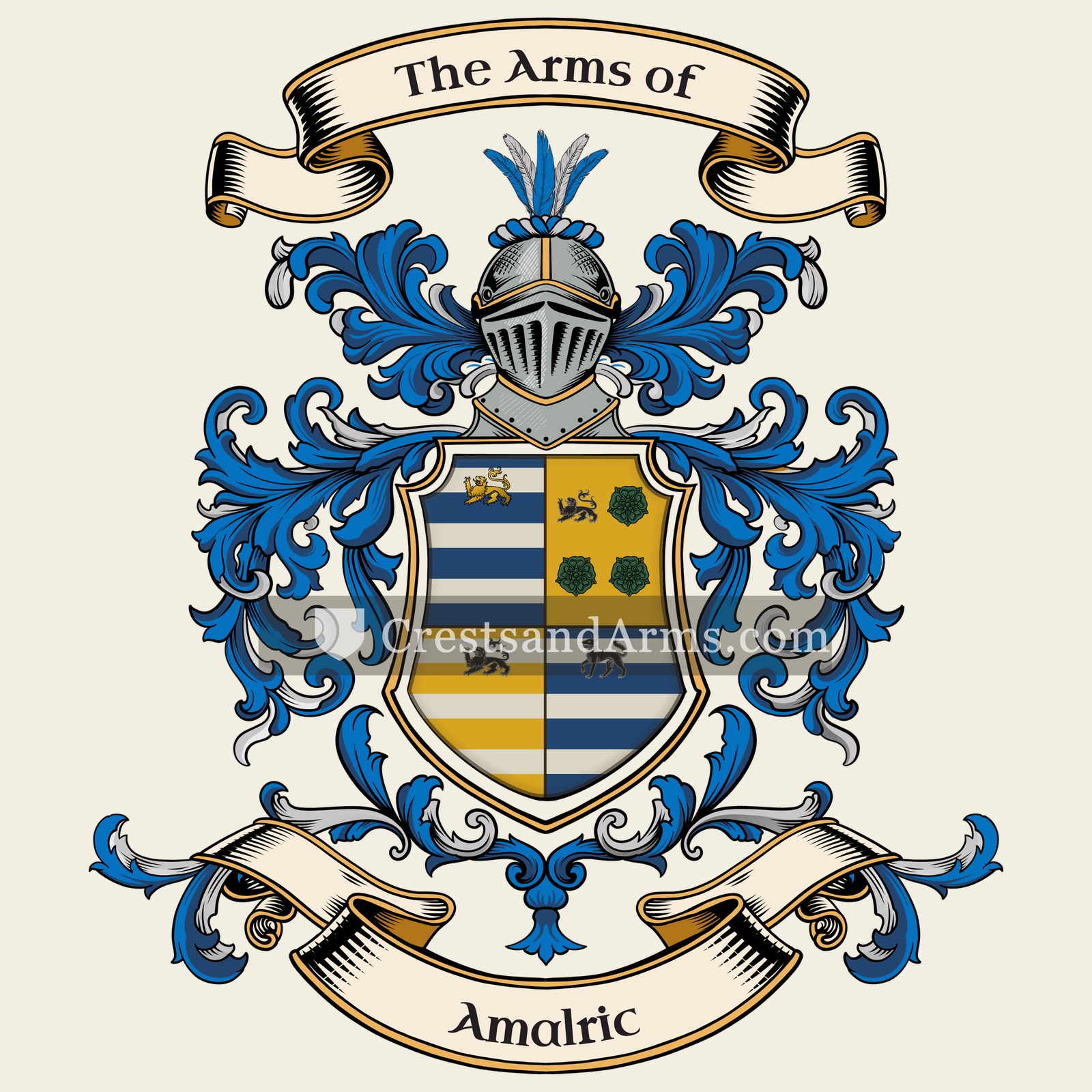 The Amalric coat of arms, drawn from the recorded blazon
