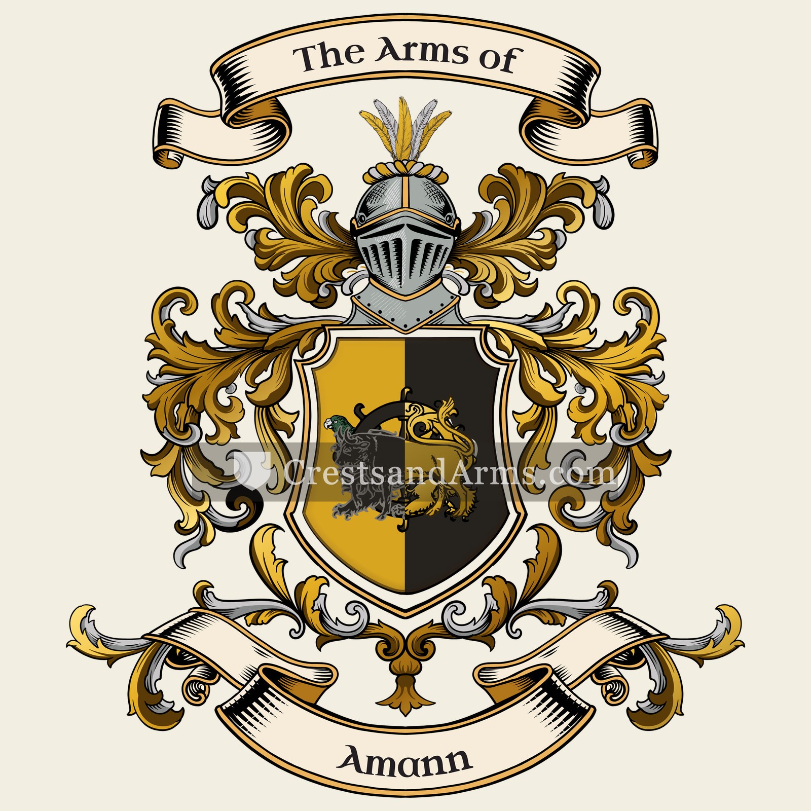 The Amann coat of arms, drawn from the recorded blazon