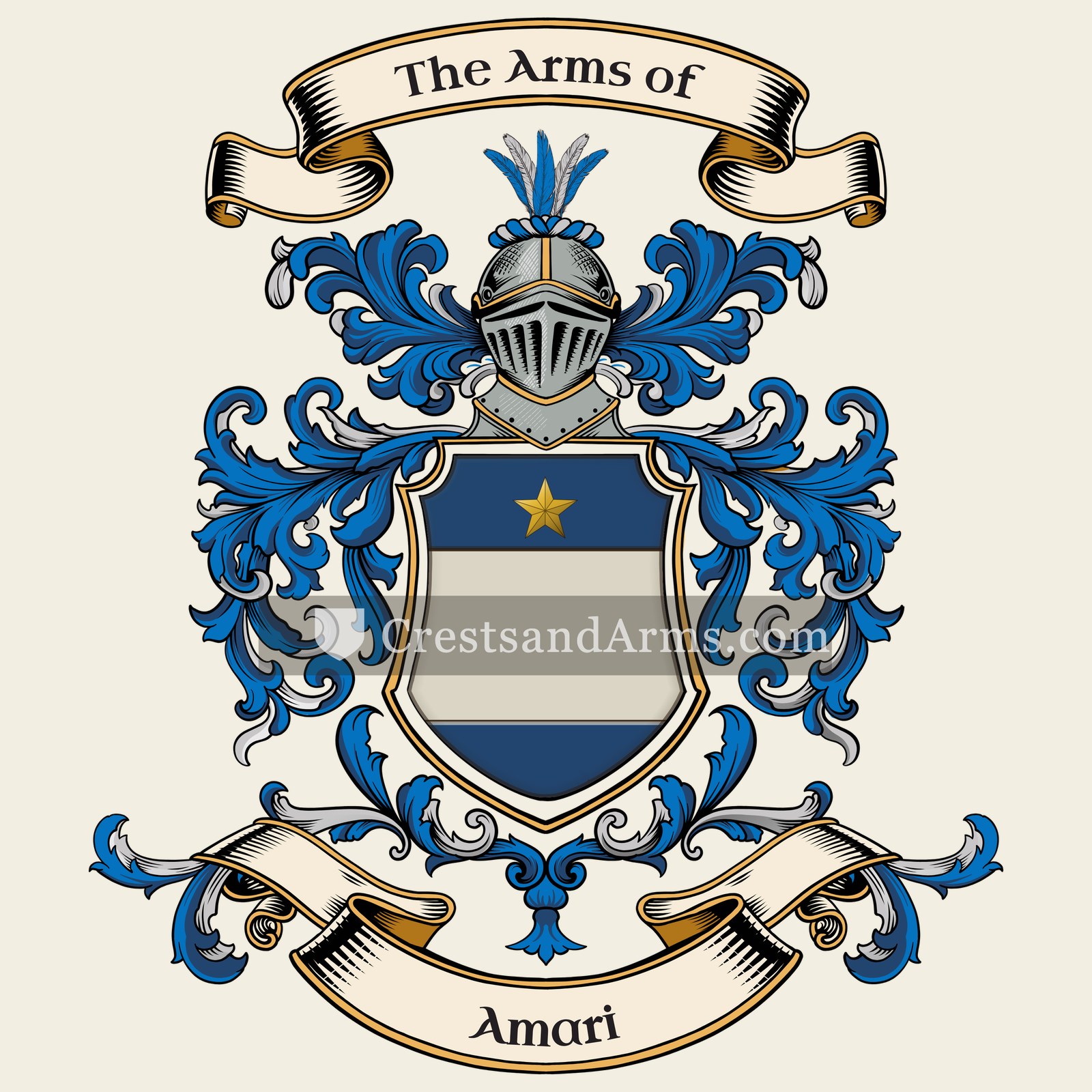 The Amari coat of arms, drawn from the recorded blazon