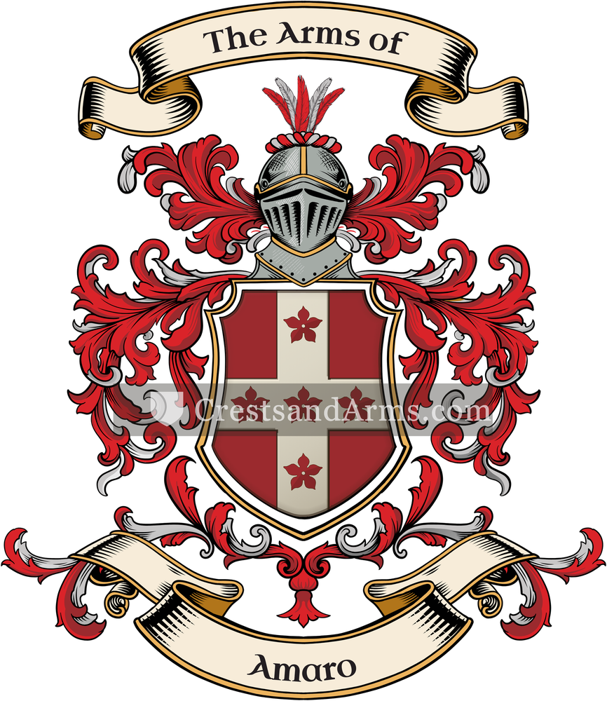 The Amaro coat of arms, drawn from the recorded blazon