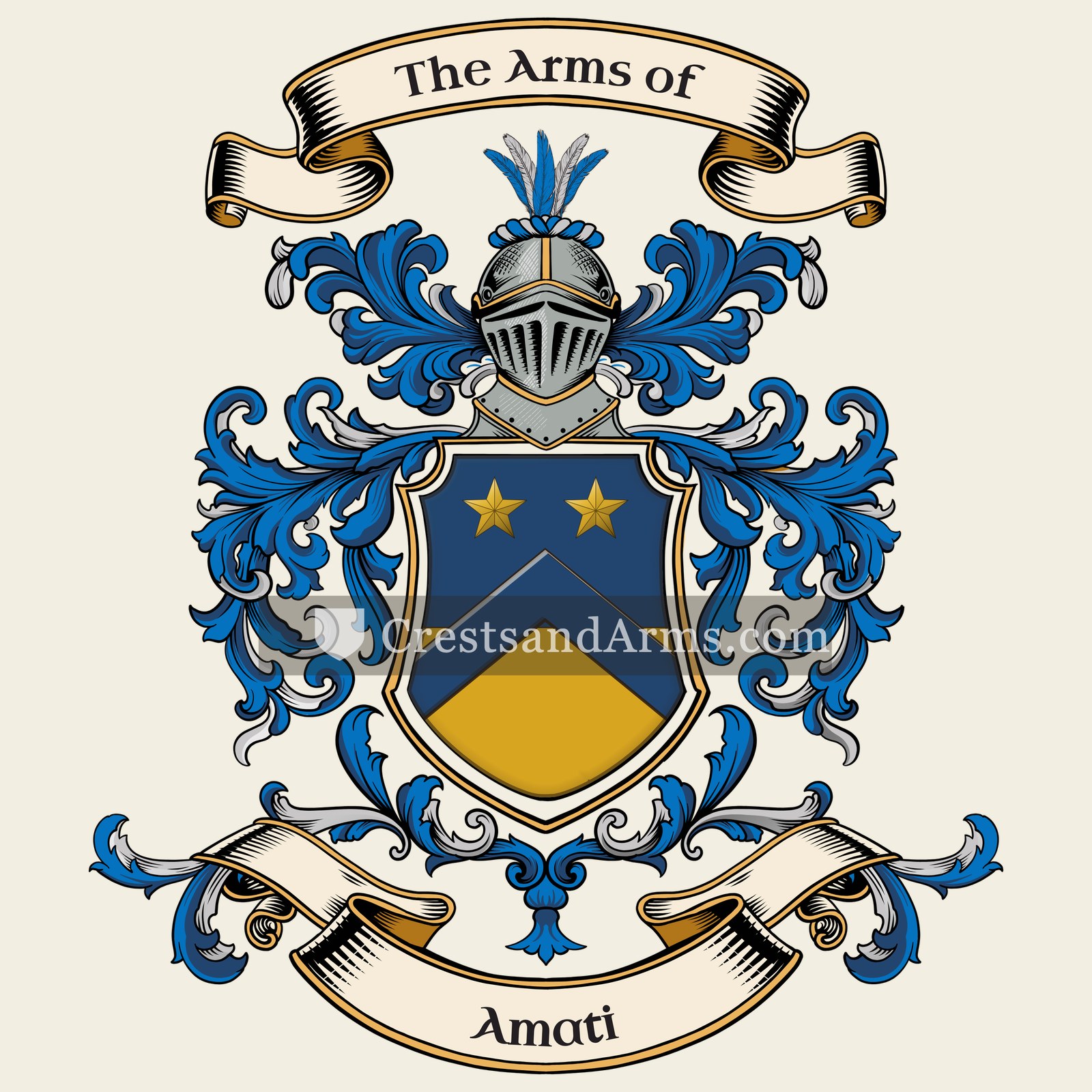 The Amati coat of arms, drawn from the recorded blazon