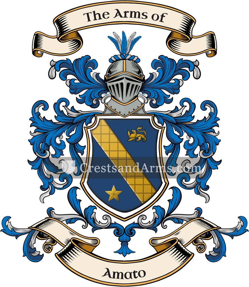 The Amato coat of arms, drawn from the recorded blazon
