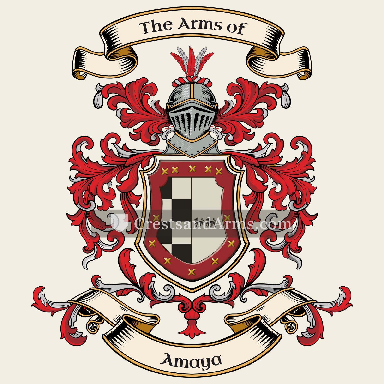 The Amaya coat of arms, drawn from the recorded blazon