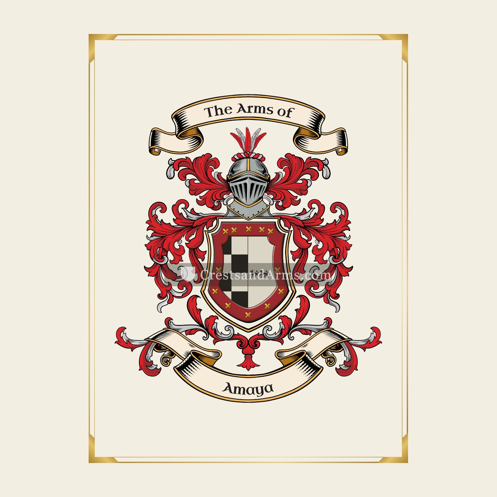 With gold border