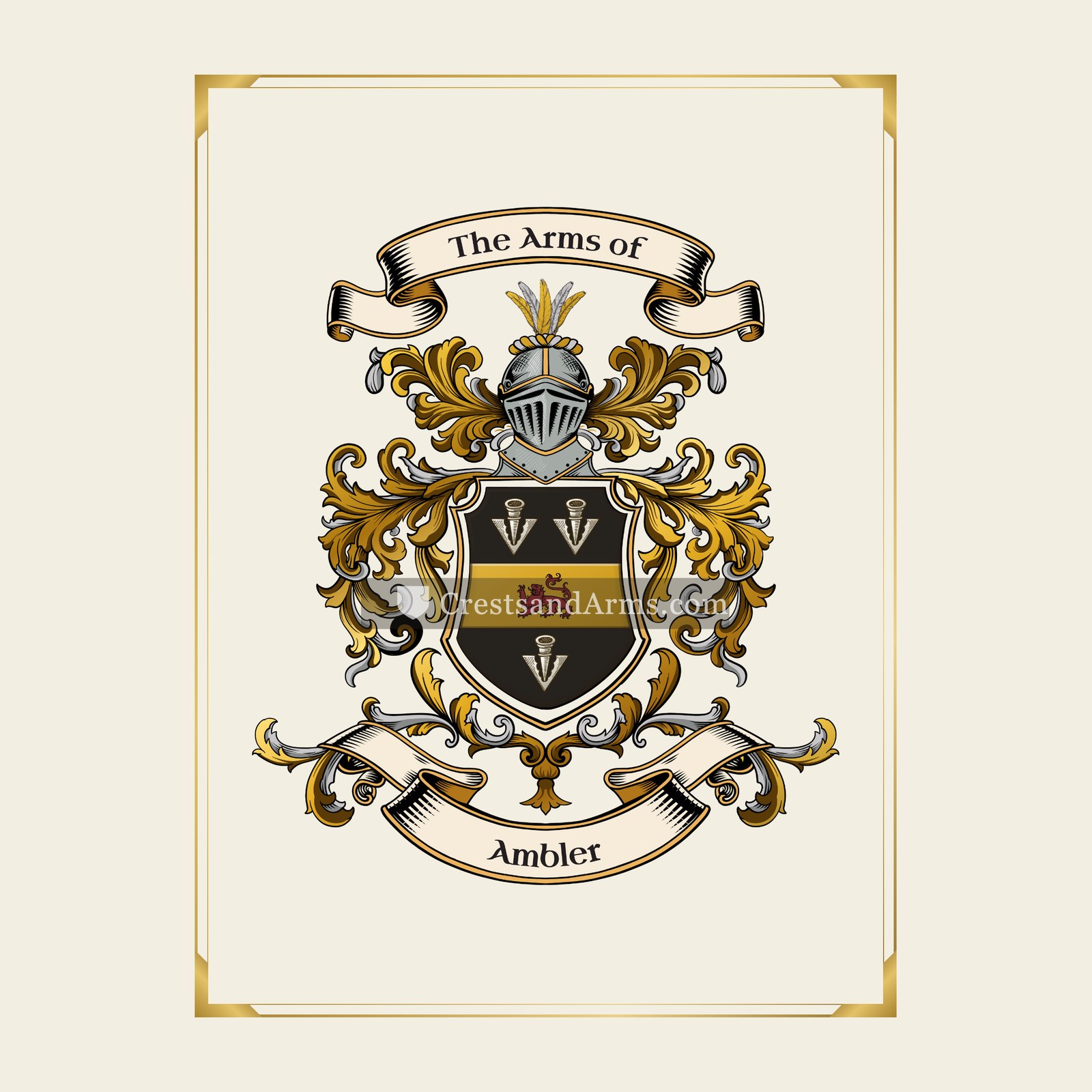 With gold border