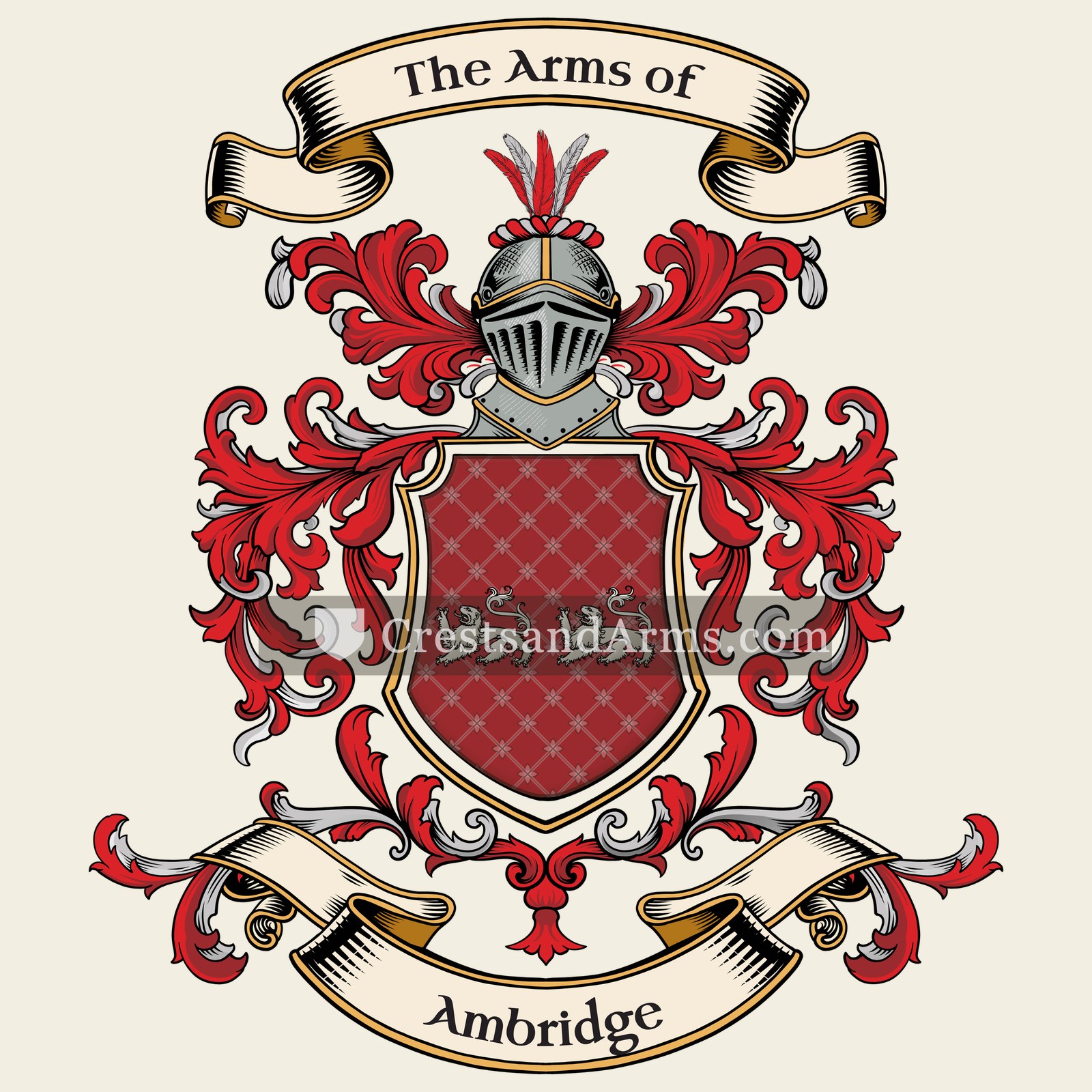 The Ambridge coat of arms, drawn from the recorded blazon