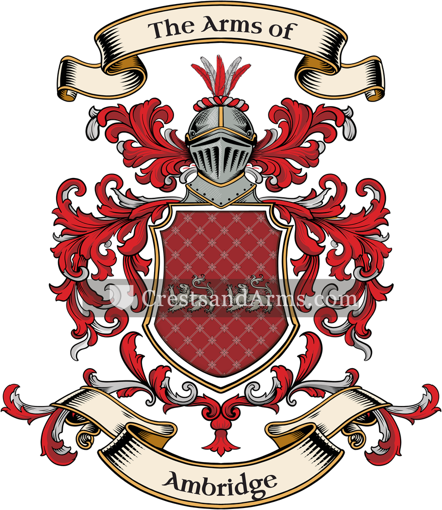 The Ambridge coat of arms, drawn from the recorded blazon