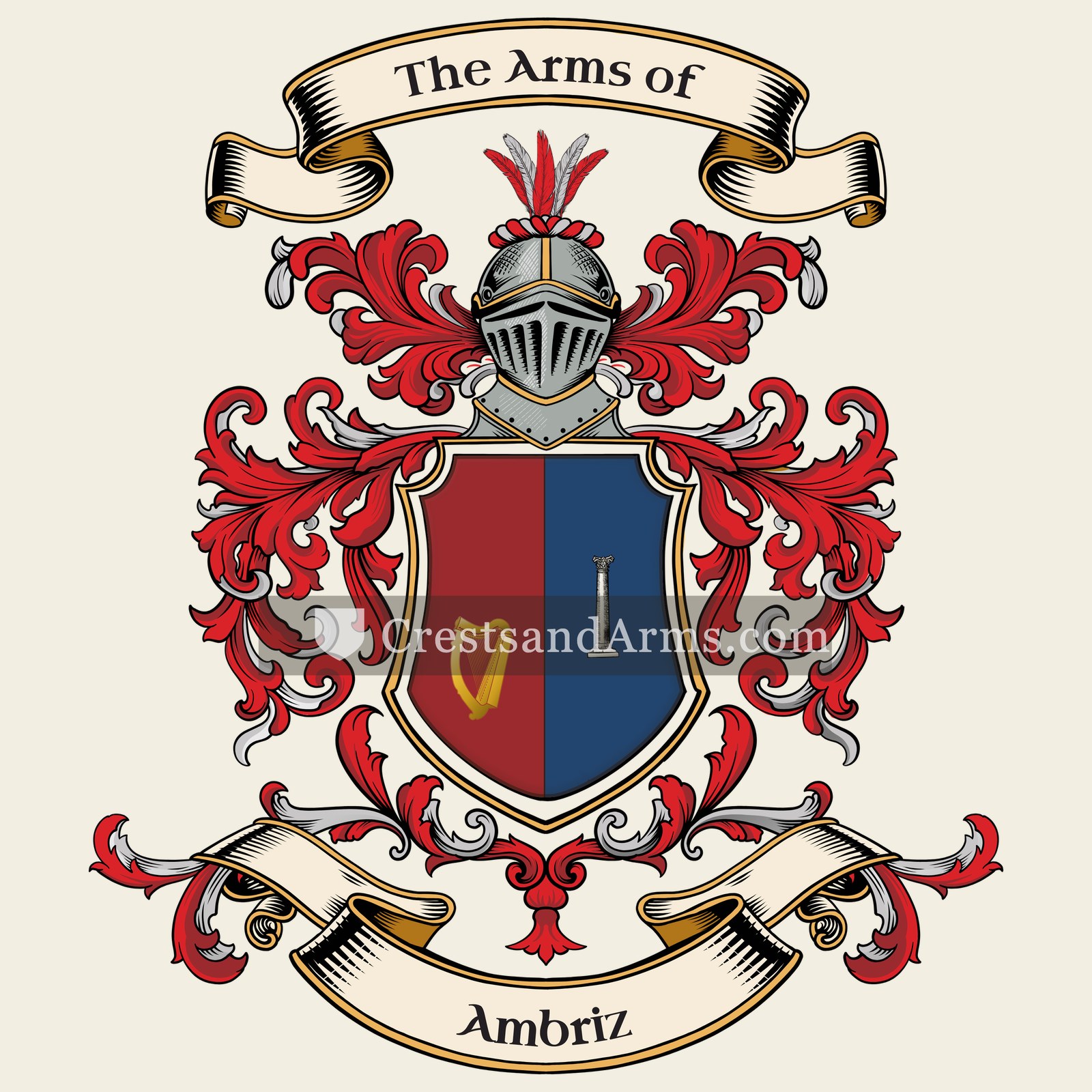 The Ambriz coat of arms, drawn from the recorded blazon
