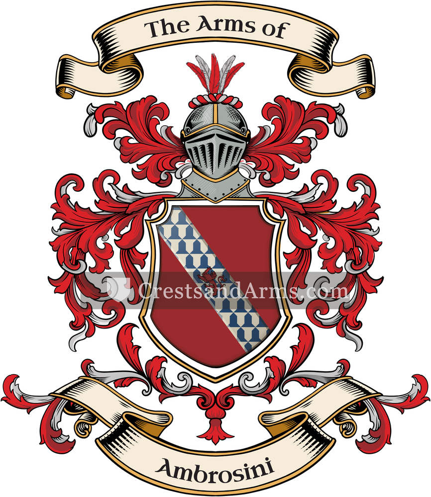 The Ambrosini coat of arms, drawn from the recorded blazon