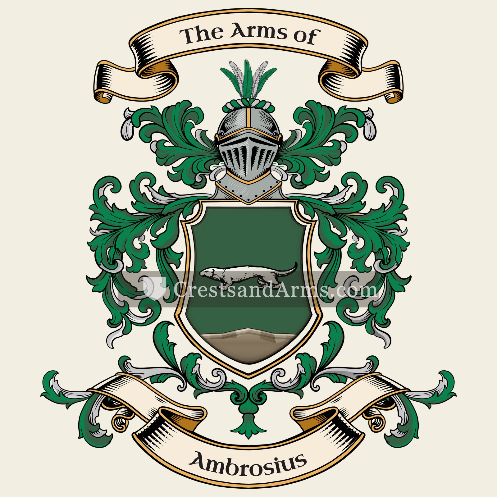 The Ambrosius coat of arms, drawn from the recorded blazon