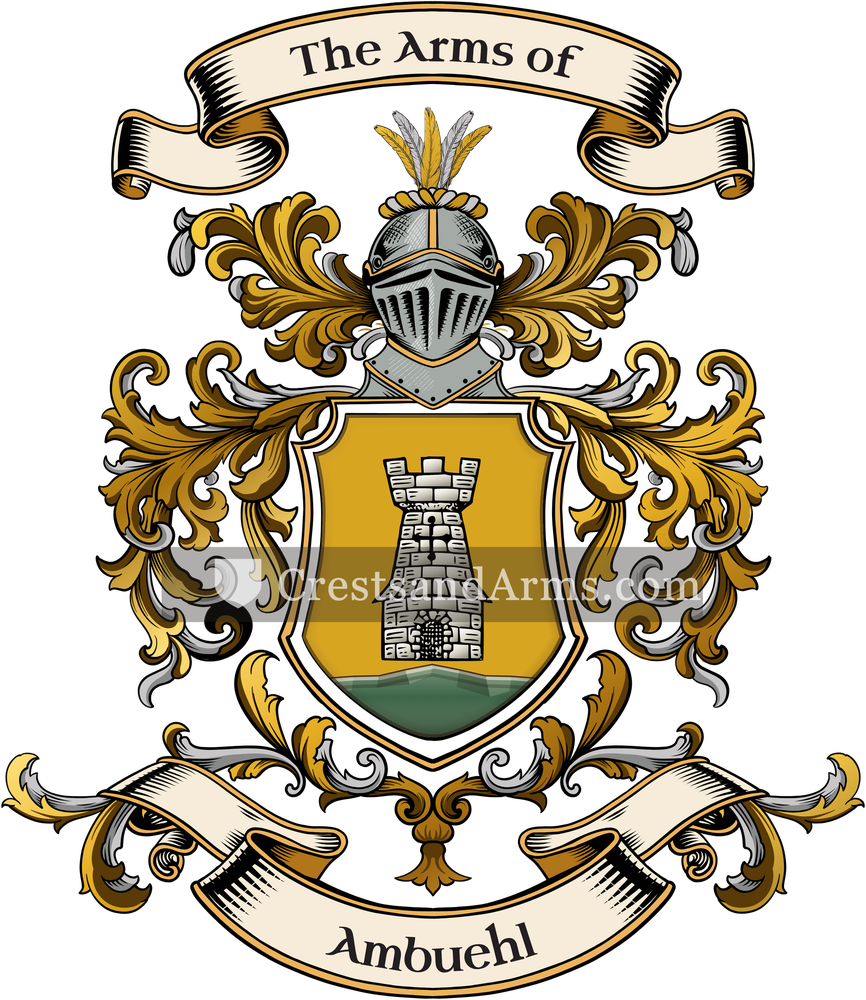 The Ambuehl coat of arms, drawn from the recorded blazon