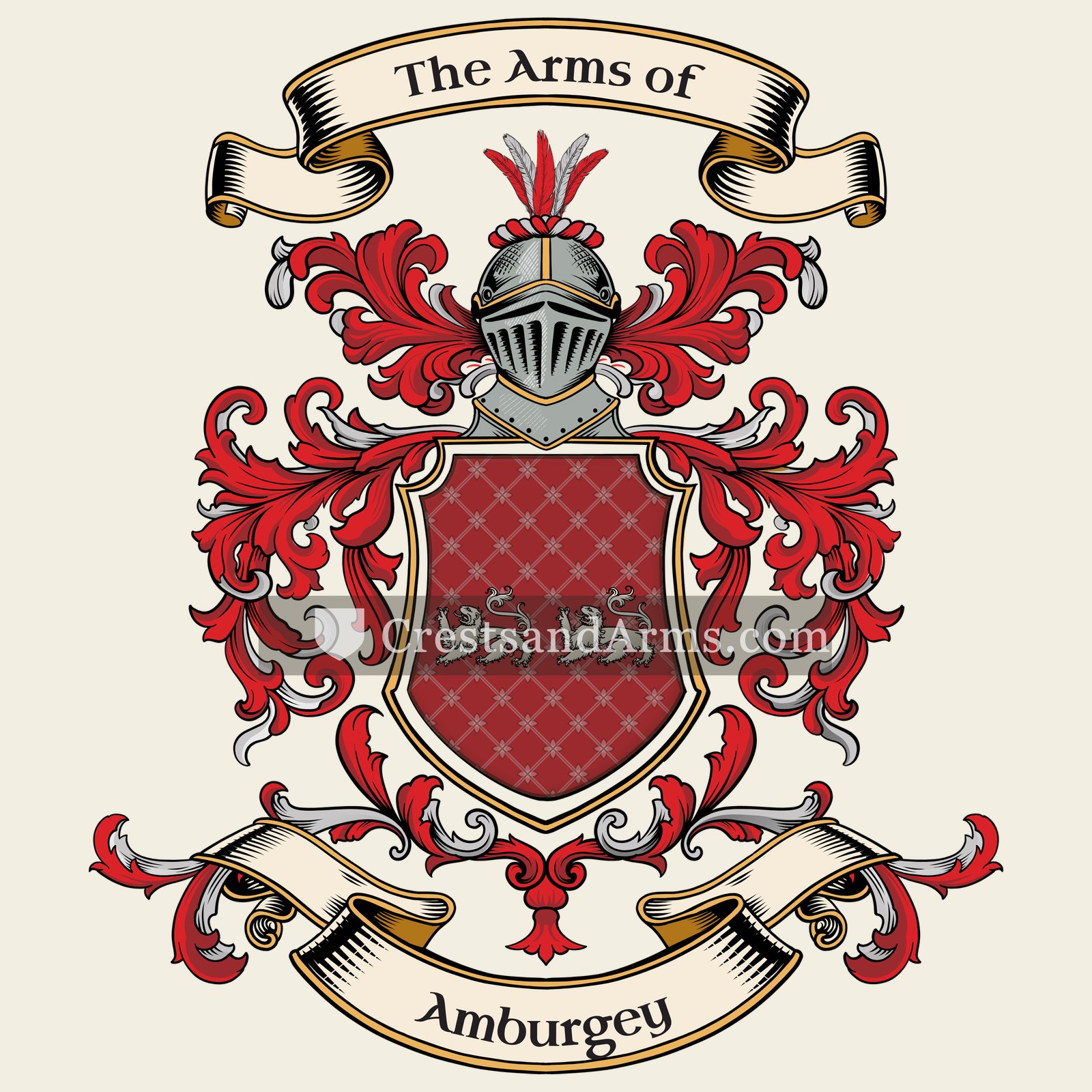 The Amburgey coat of arms, drawn from the recorded blazon