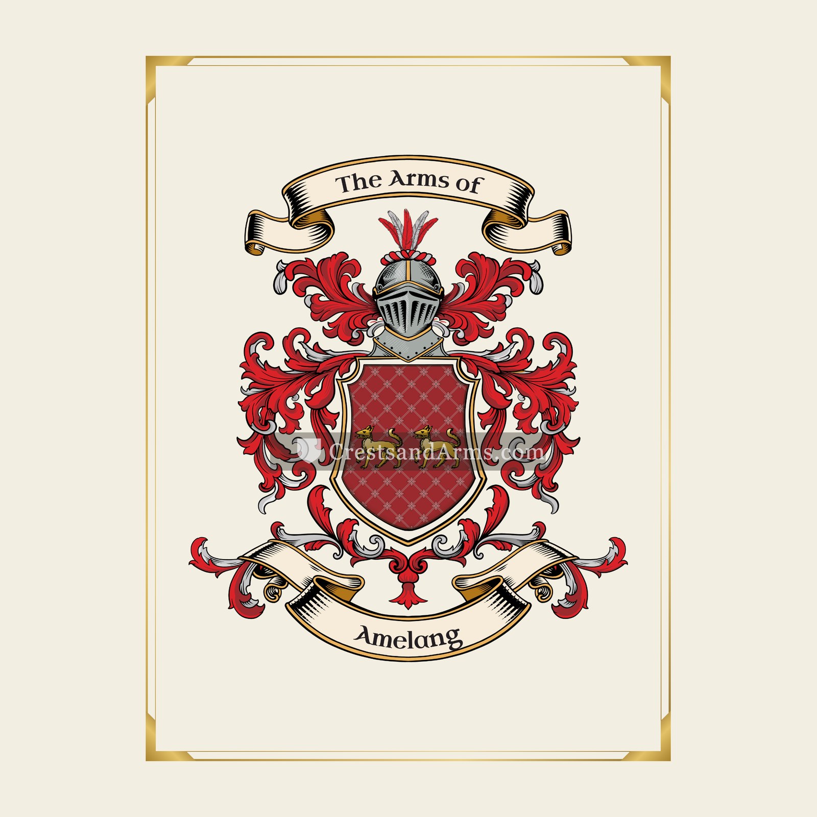 With gold border