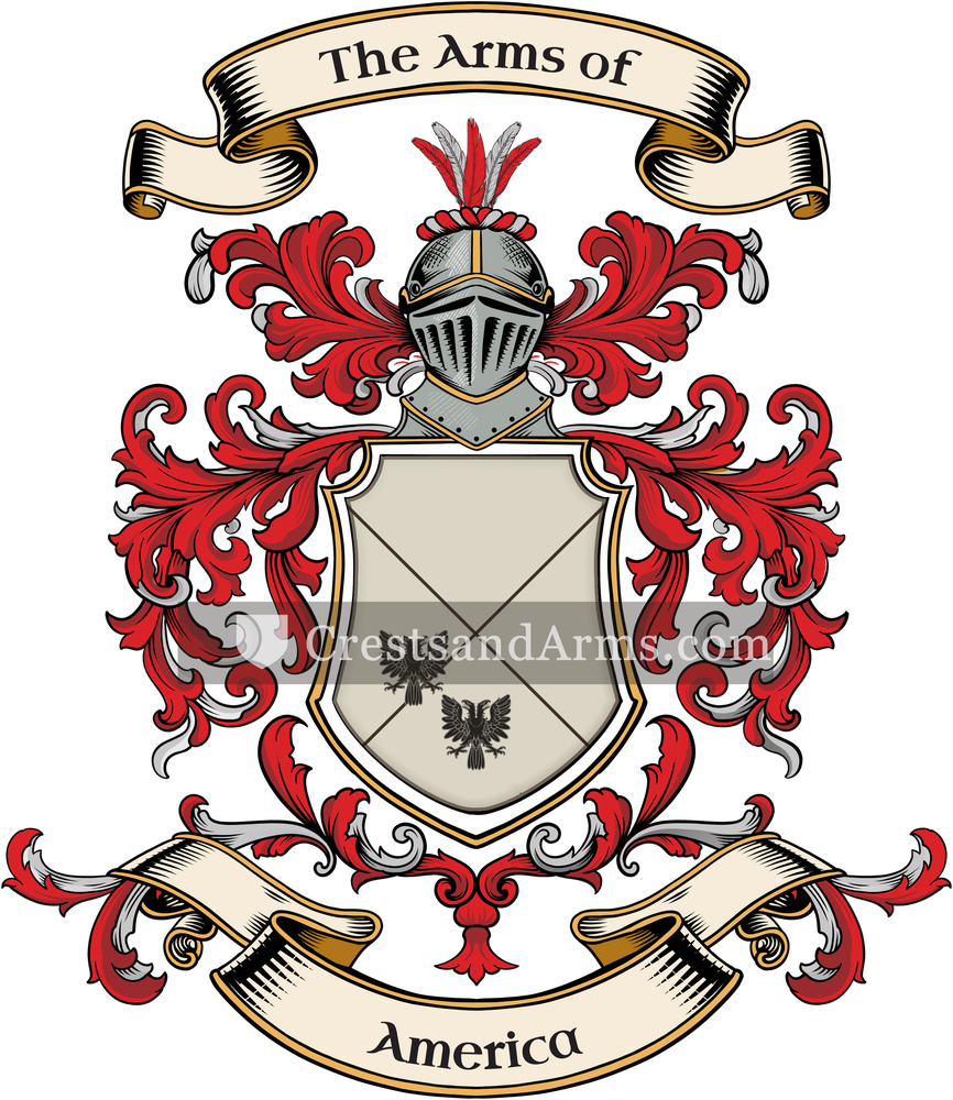 The America coat of arms, drawn from the recorded blazon