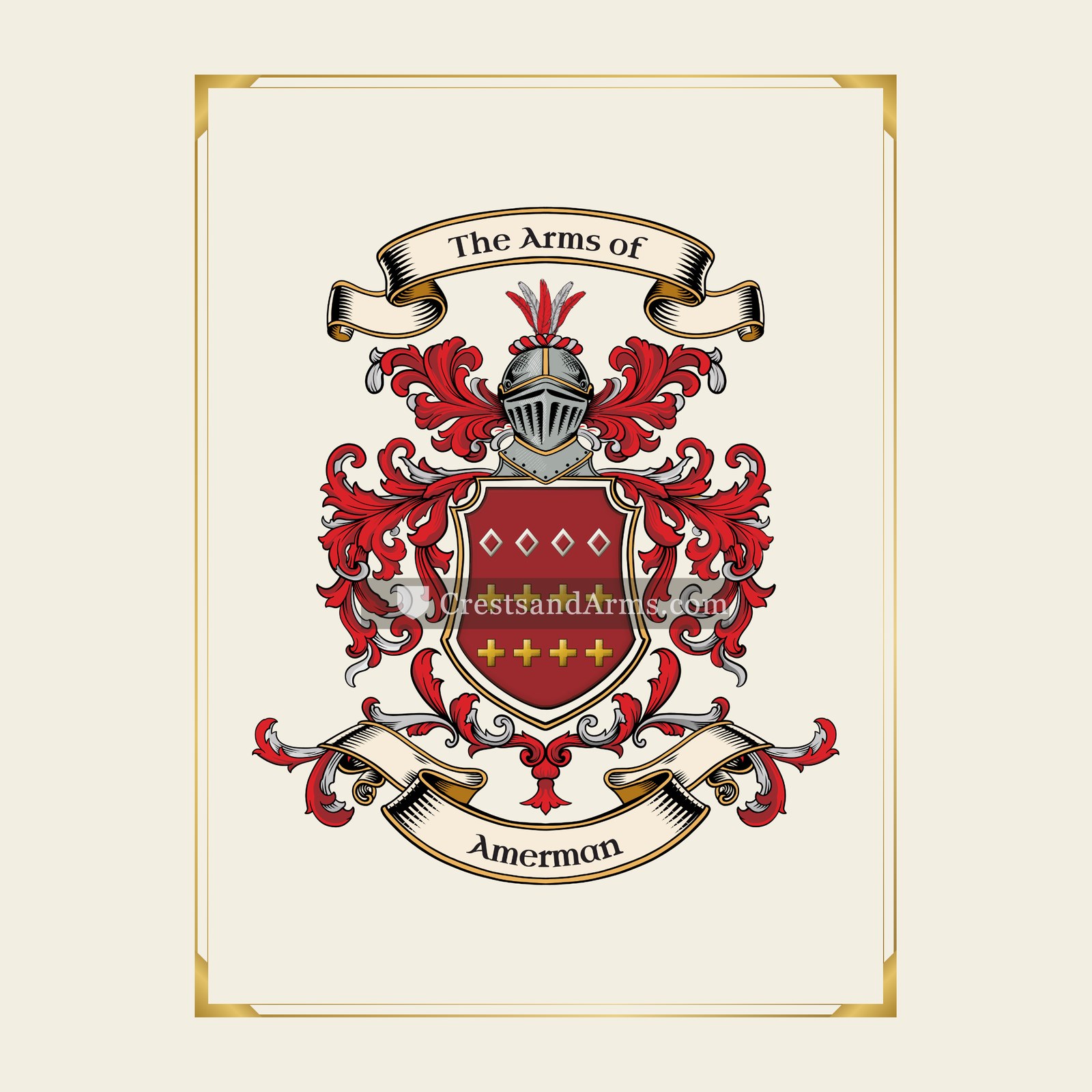 With gold border