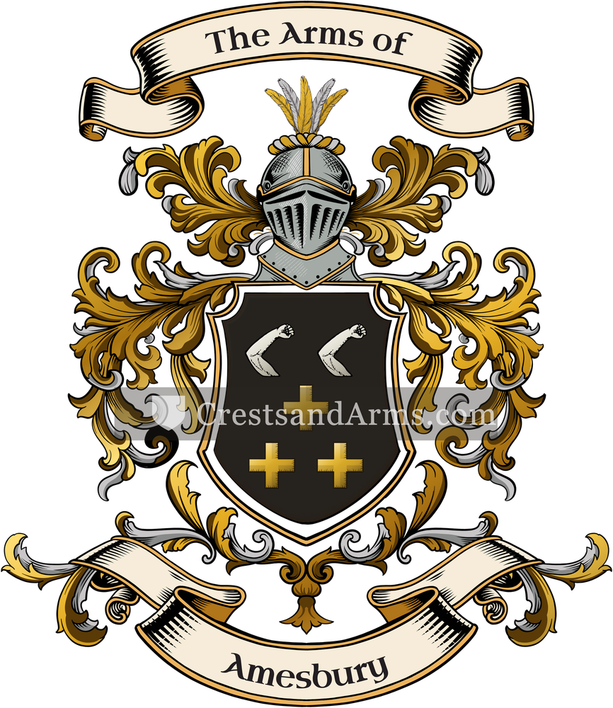 The Amesbury coat of arms, drawn from the recorded blazon