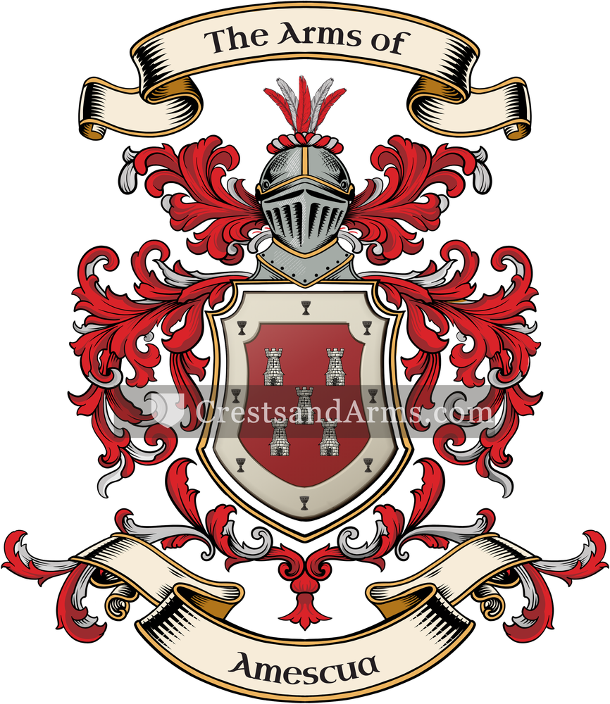 The Amescua coat of arms, drawn from the recorded blazon