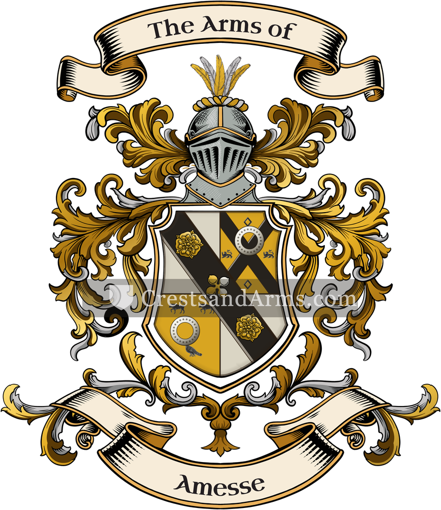 The Amesse coat of arms, drawn from the recorded blazon
