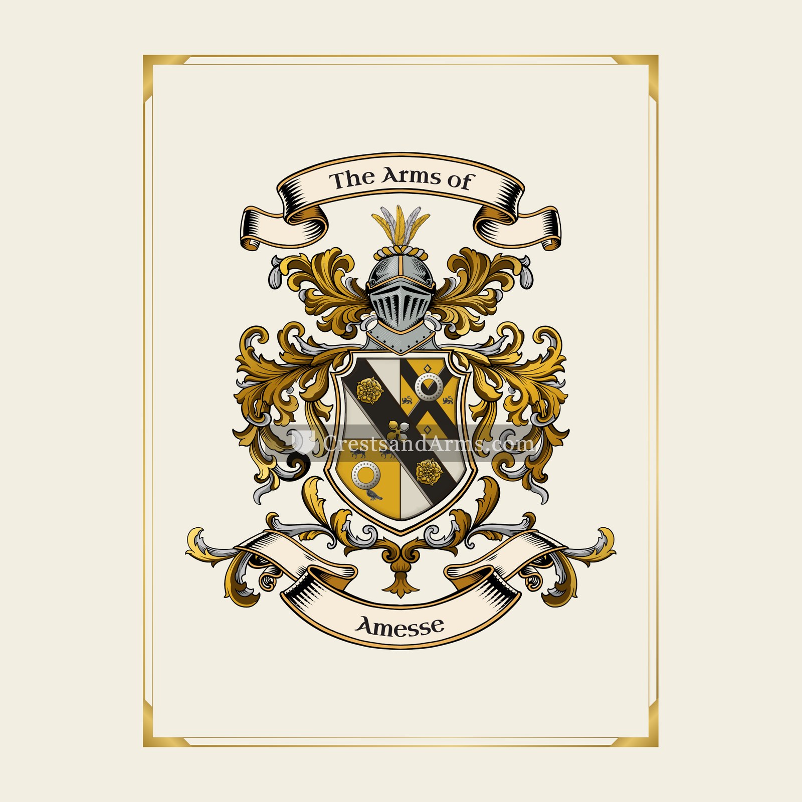 With gold border