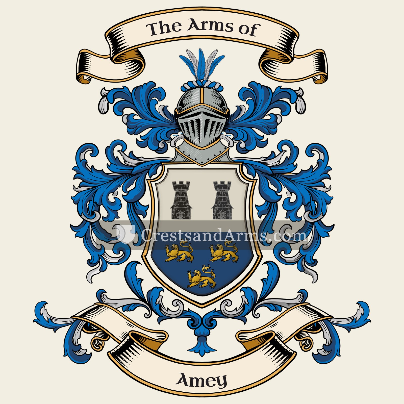The Amey coat of arms, drawn from the recorded blazon