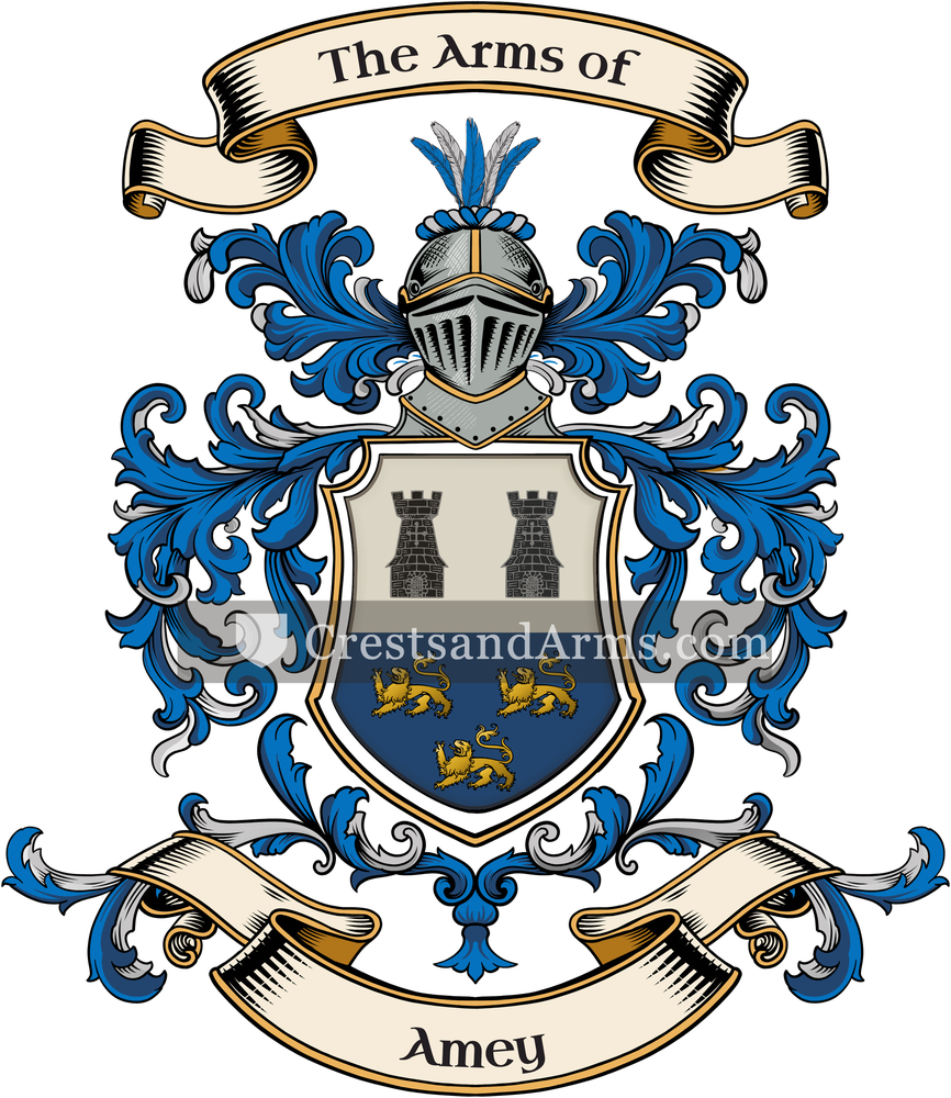 The Amey coat of arms, drawn from the recorded blazon
