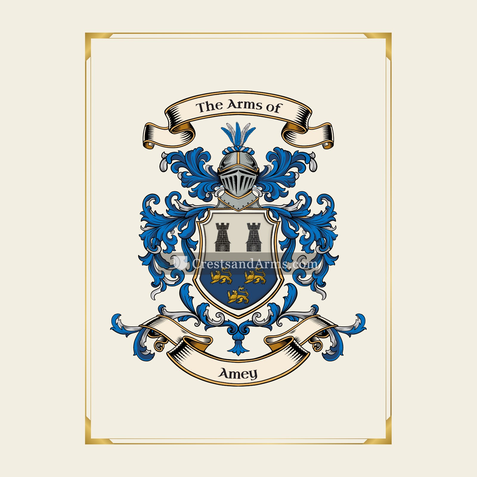 With gold border