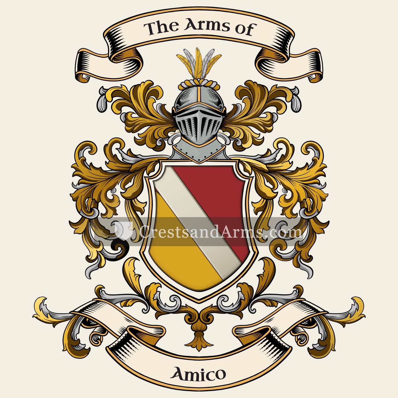 The Amico coat of arms, drawn from the recorded blazon