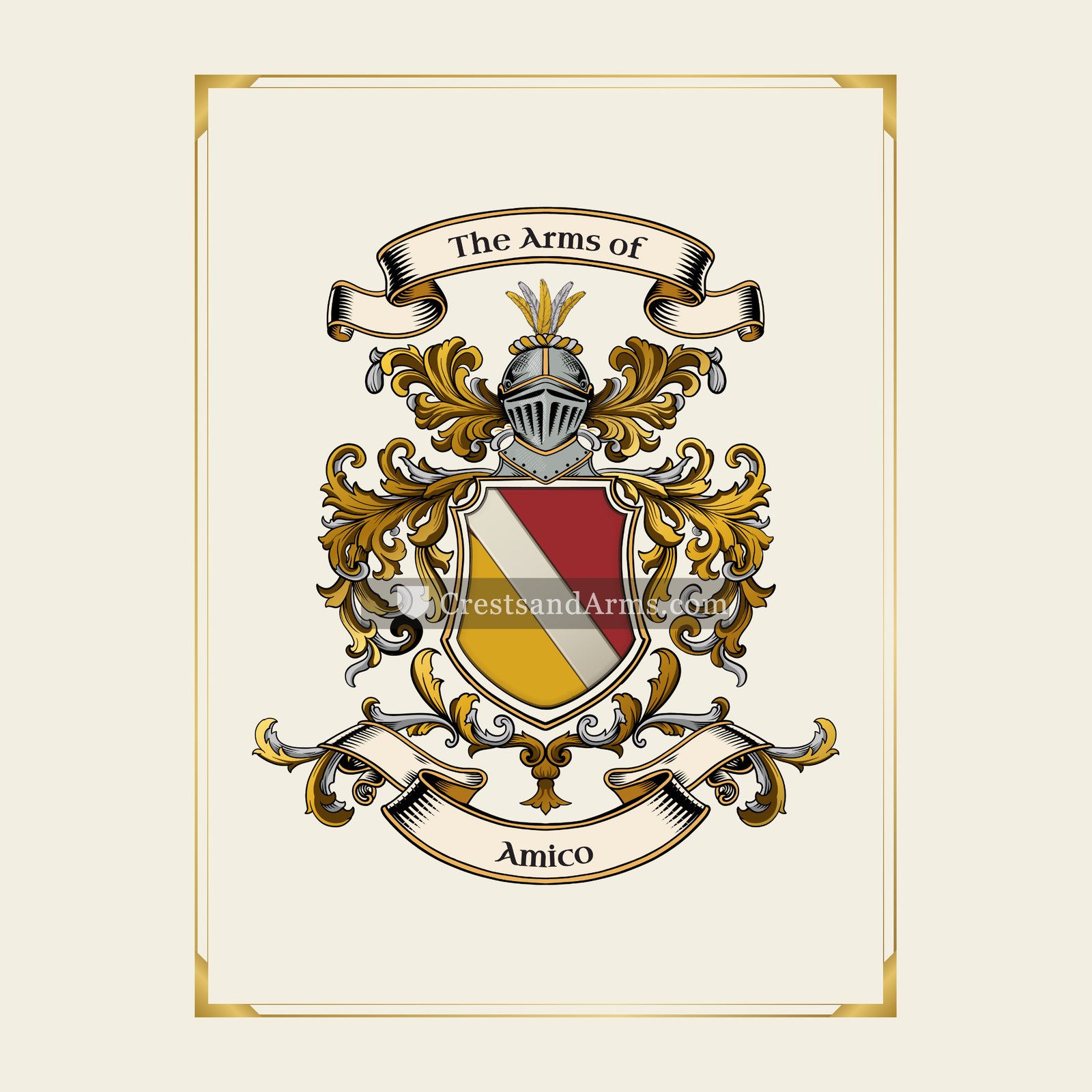 With gold border