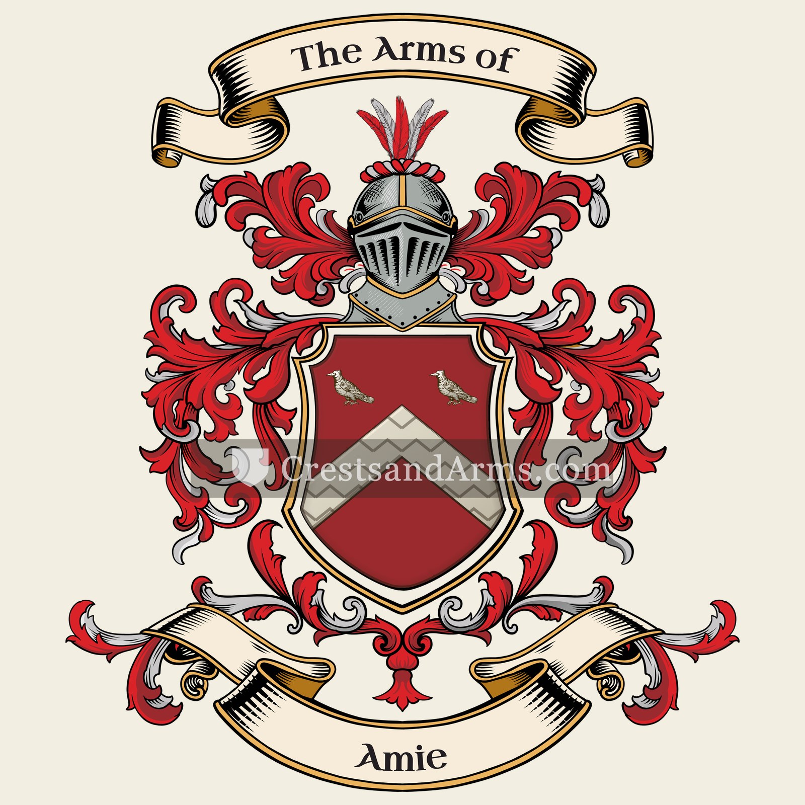 The Amie coat of arms, drawn from the recorded blazon