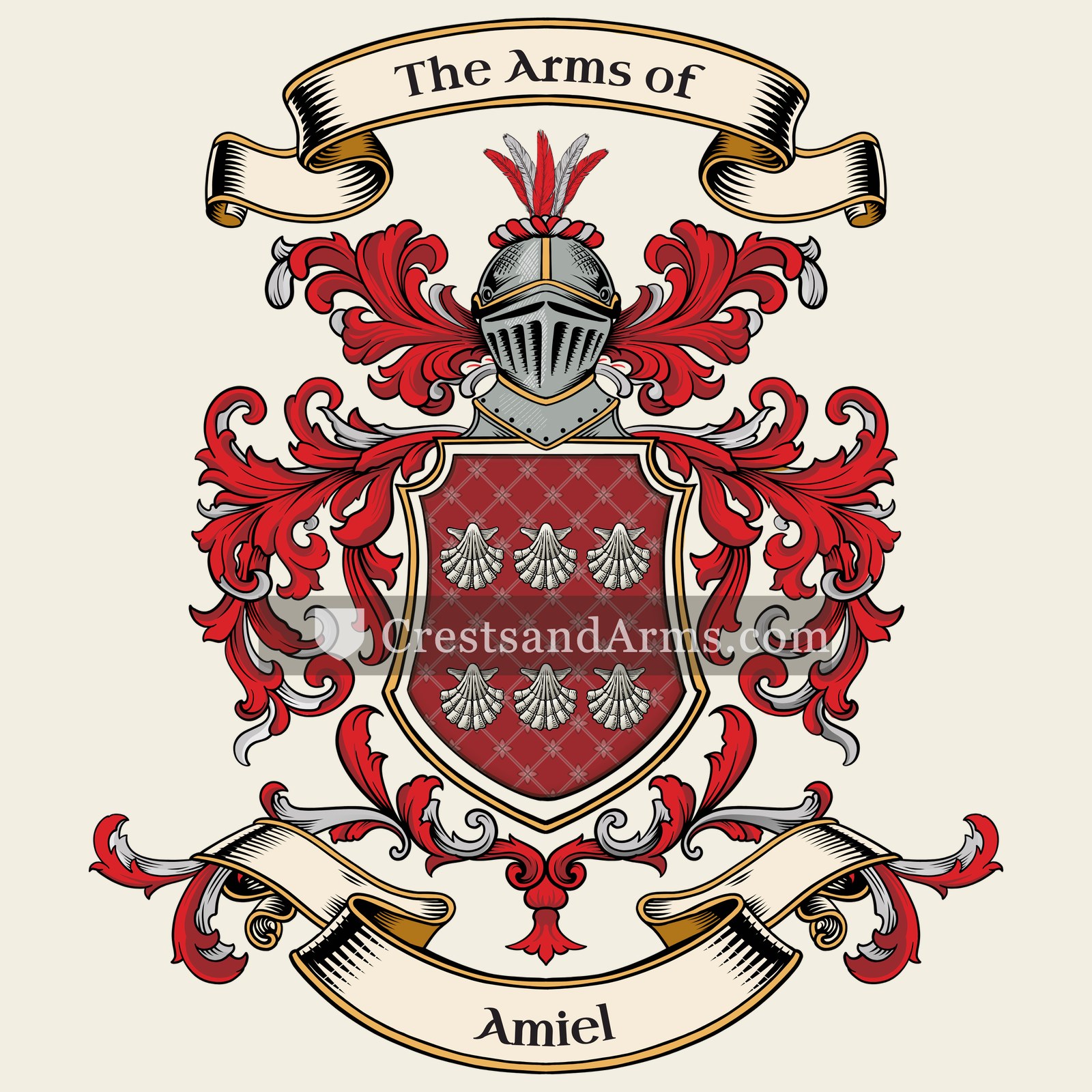 The Amiel coat of arms, drawn from the recorded blazon