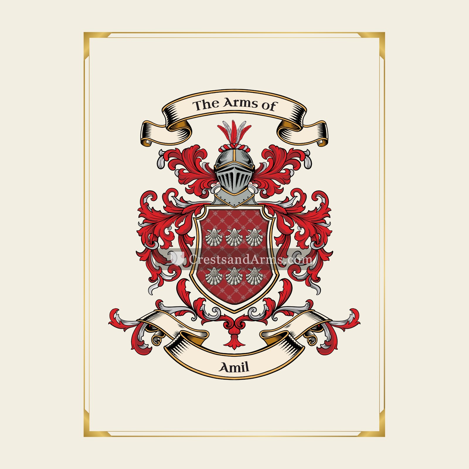 With gold border