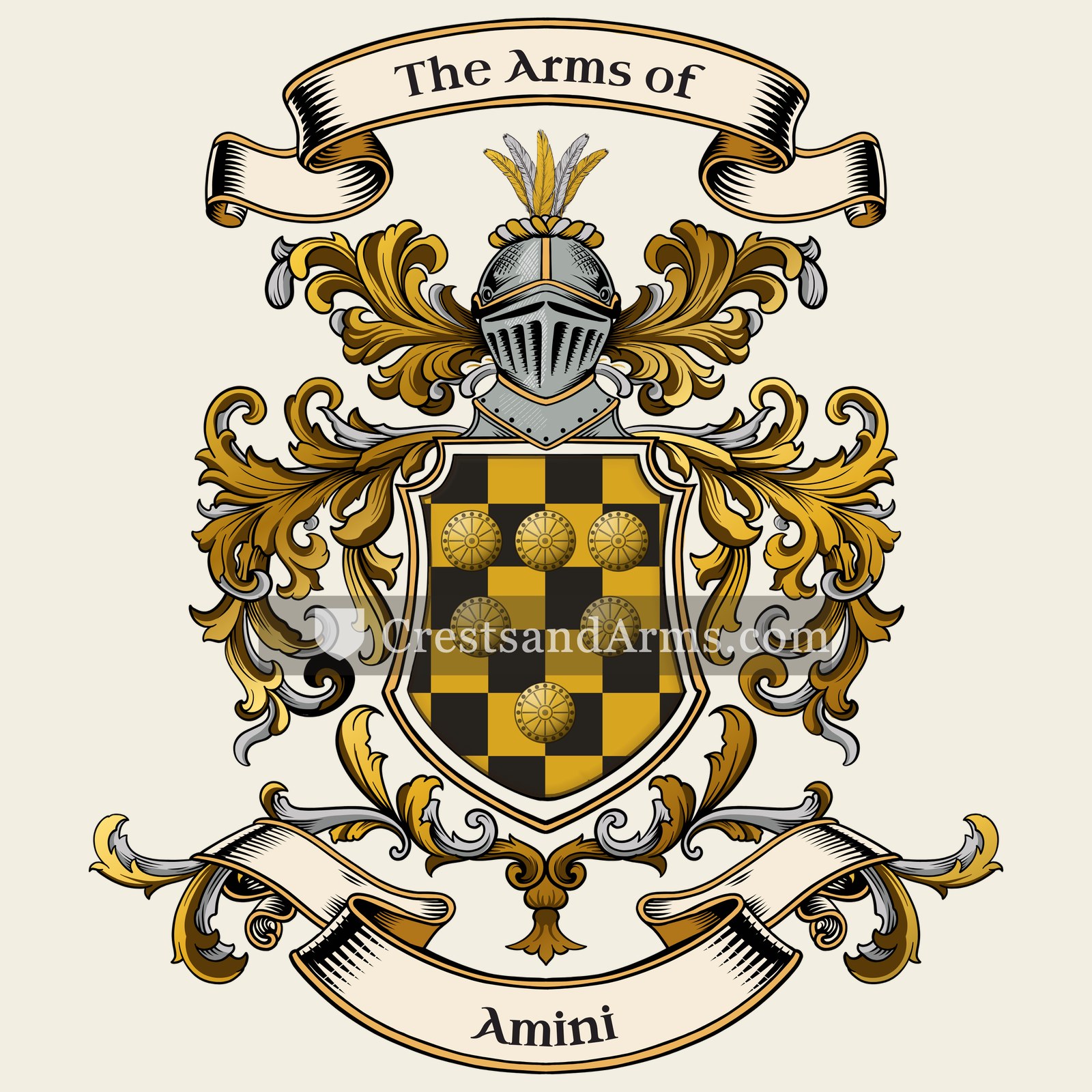 The Amini coat of arms, drawn from the recorded blazon