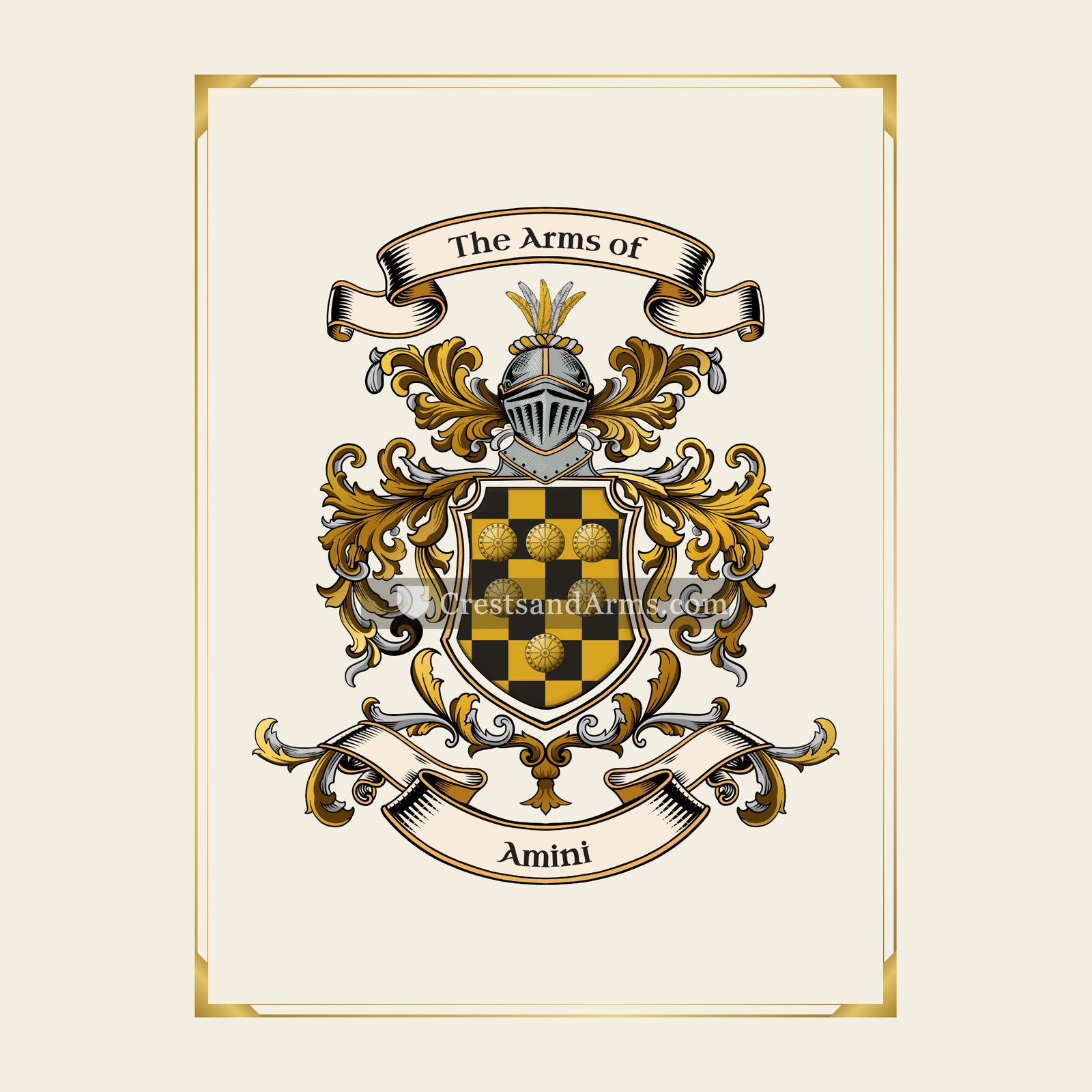 With gold border