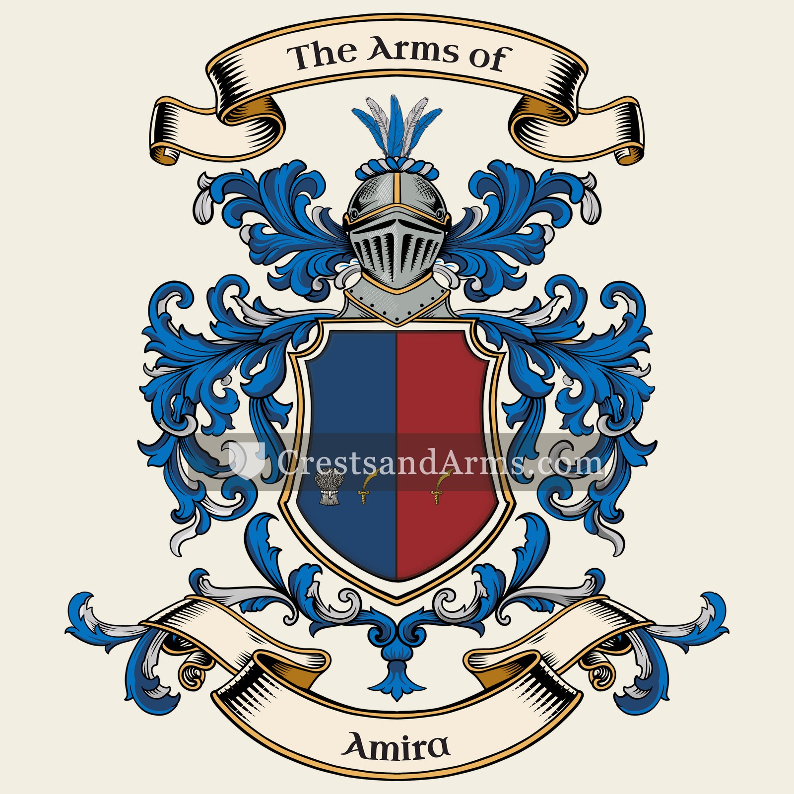 The Amira coat of arms, drawn from the recorded blazon
