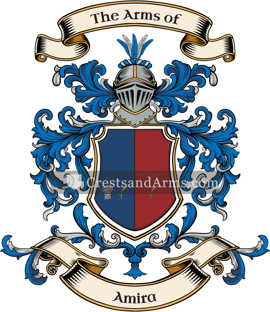 The Amira coat of arms, drawn from the recorded blazon
